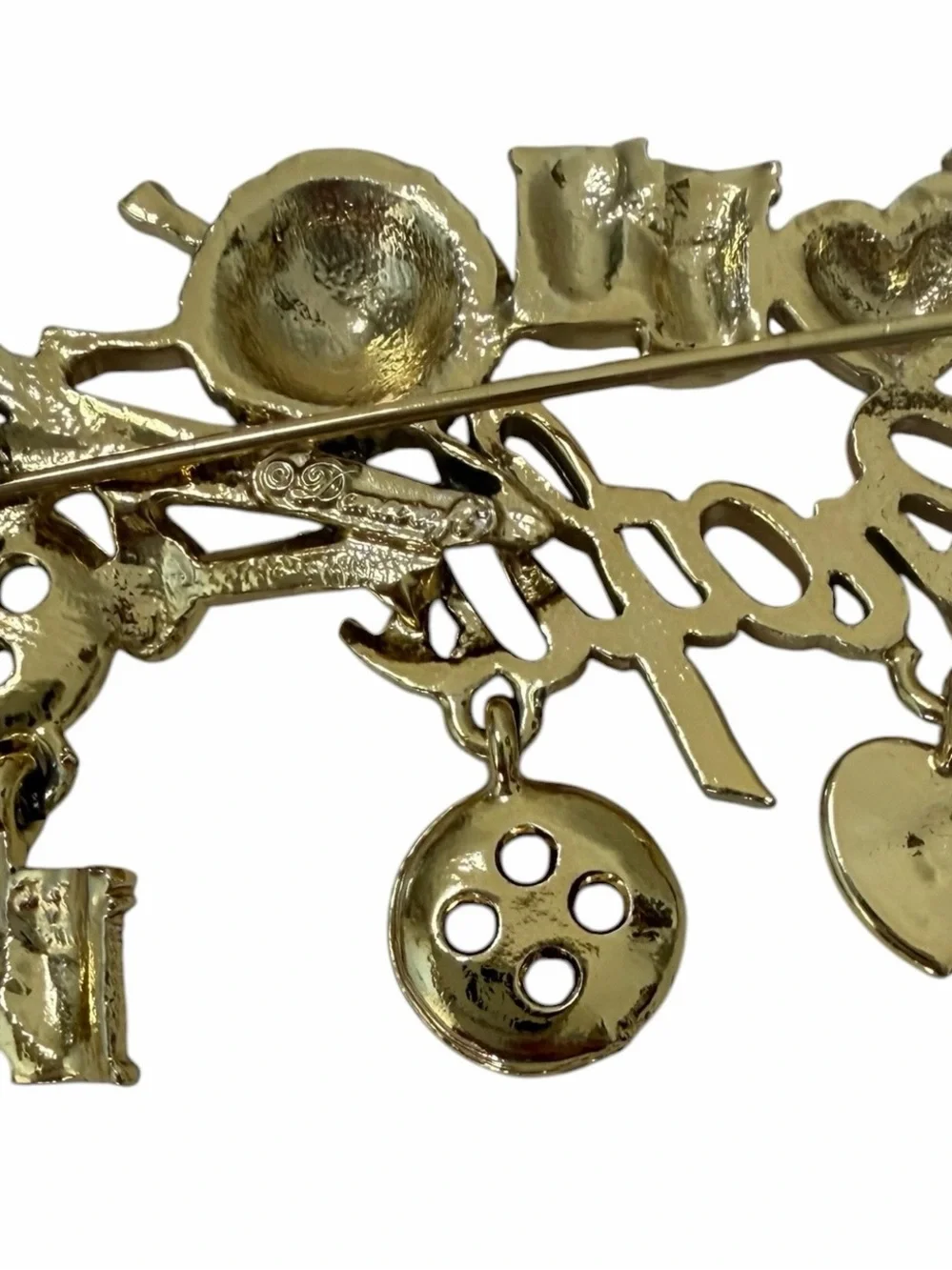 I Love Crafts Enamel and Gold-Tone  Brooch - Red & Green & Gold